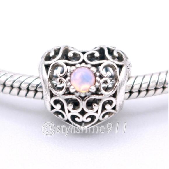 Authentic PANDORA October Signature Heart Charm - 791784NOP - Picture 1 of 7